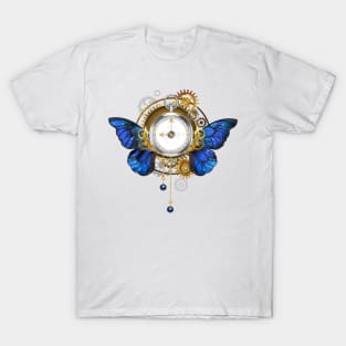 Steampunk Antique Clock with Morpho Butterfly Wings T-Shirt